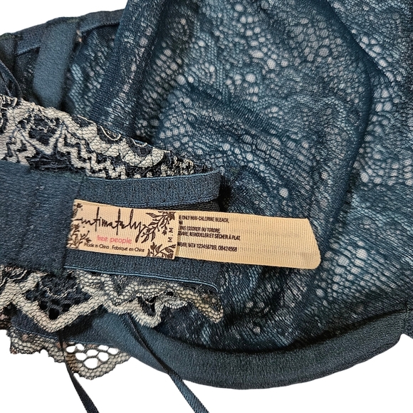 Free People Intimates Lace Halter Bralette With Underwire,  Dark Teal, Medium - Picture 12 of 16